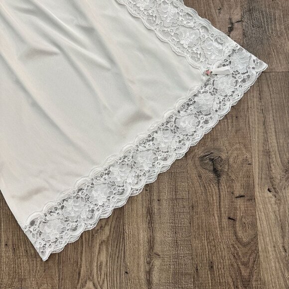 Women's Silky/Satin White Lace Slip Skirt - Picture 2 of 5